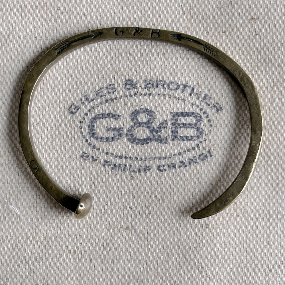 Giles & Brothers Railroad Spike Cuff. Solid Brass Designer Signature. Circ.6.25”